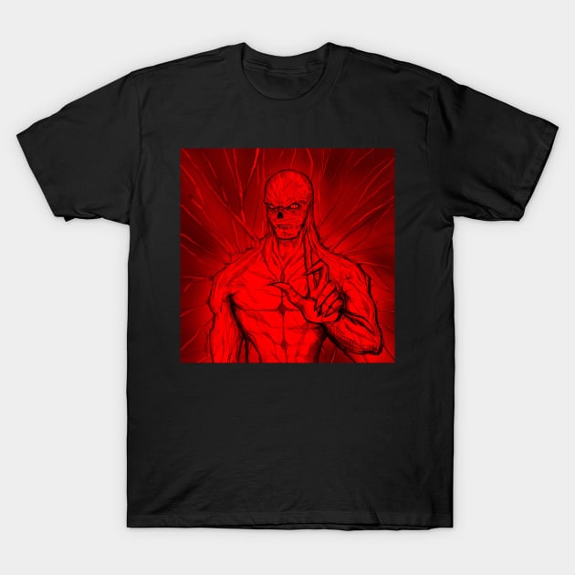 vecna the psychic psycho monster in the underworld hellfire art T-Shirt by jorge_lebeau